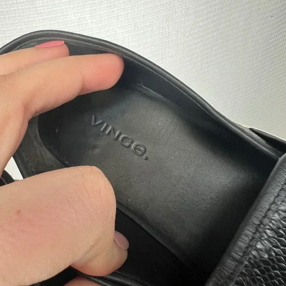 Vince Blair Black Snake Embossed Leather Slip On Sneakers Women 7.5 M EUR 37.5 - Picture 6 of 7